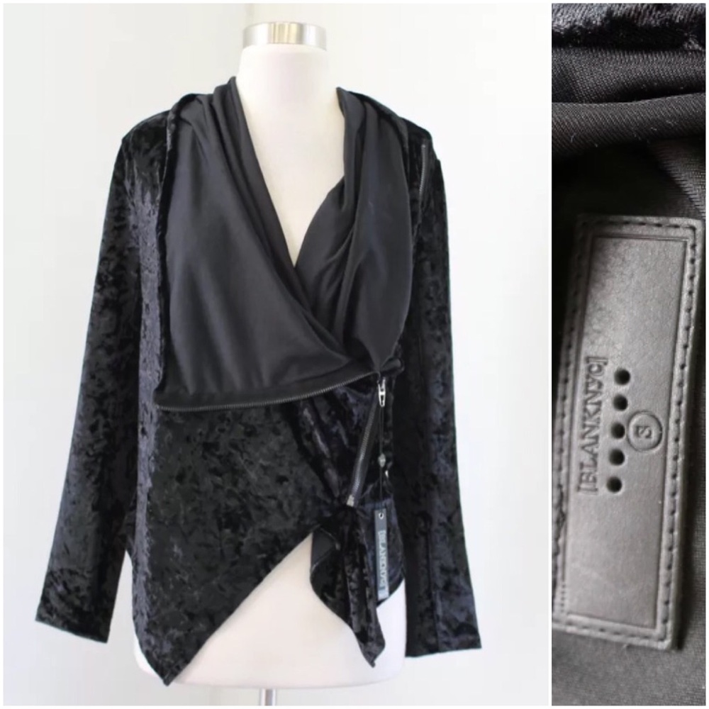 NWT Blank NYC Crushed Velvet Moto Draped Jacket